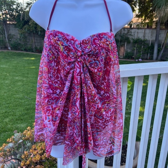 Ralph Lauren Other - Ralph Lauren Pink and Red One-Piece Swimsuit with Gathered Front